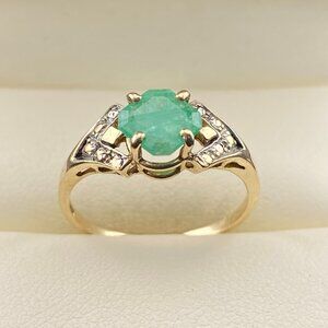 RARE Antique Nathan & Berg Inc. Old World Emerald 10K Gold Ring Sz. 6.25 - 1.6gm